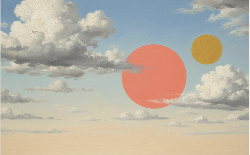 FemTech content design — surrealist cloud cover art